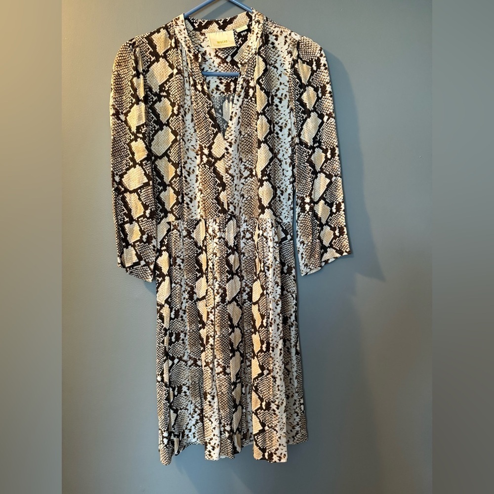 Anthropologie Maeve Juno Snake Print‎ Button Down Dress Womens Sz S PTP 18"